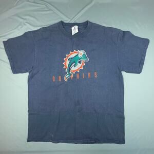 Vintage Miami Dolphins Tee Logo Athletic Blue Large 90s NFL Shirt